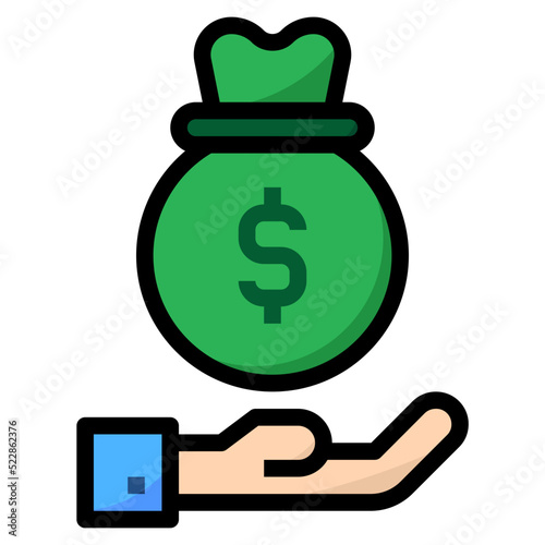 Profits salary money recieve success - filled outline icon photo