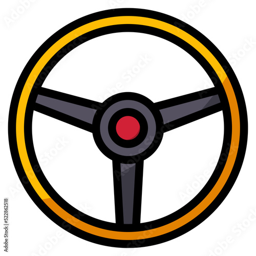 Steering wheel horn part - filled outline icon