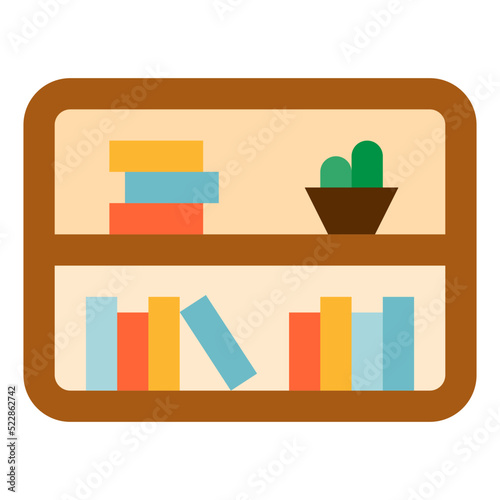 Bookshelves books shelves furniture stack - flat icon