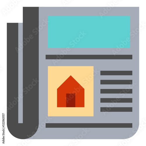 Newspaper house real estate advertisement promotion - flat icon