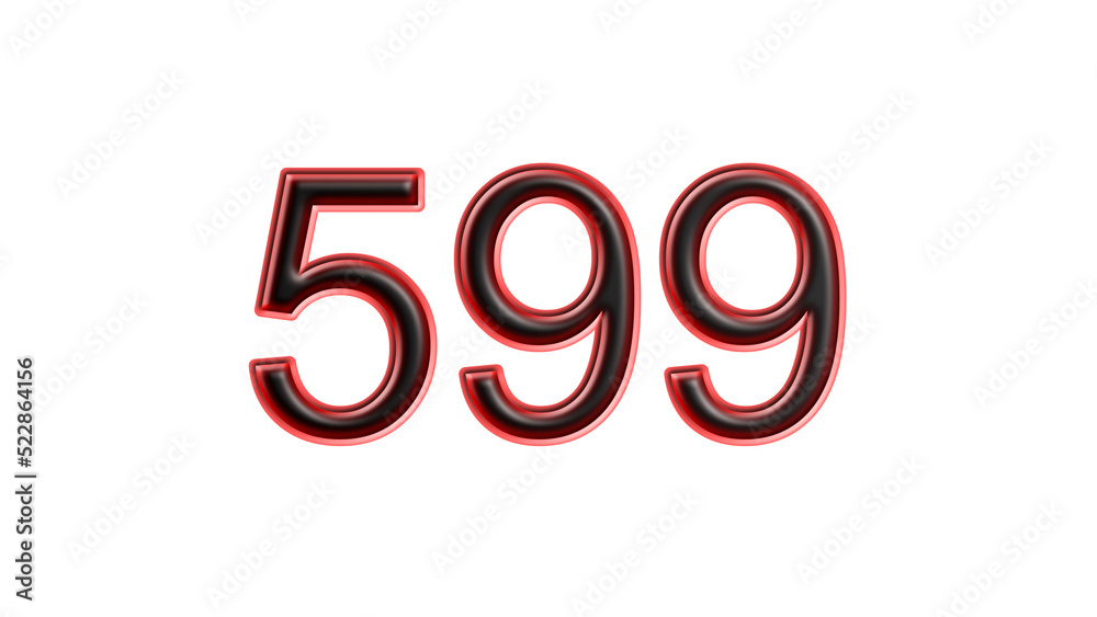 red 599 number 3d effect white background red 599 number 3d effect white background