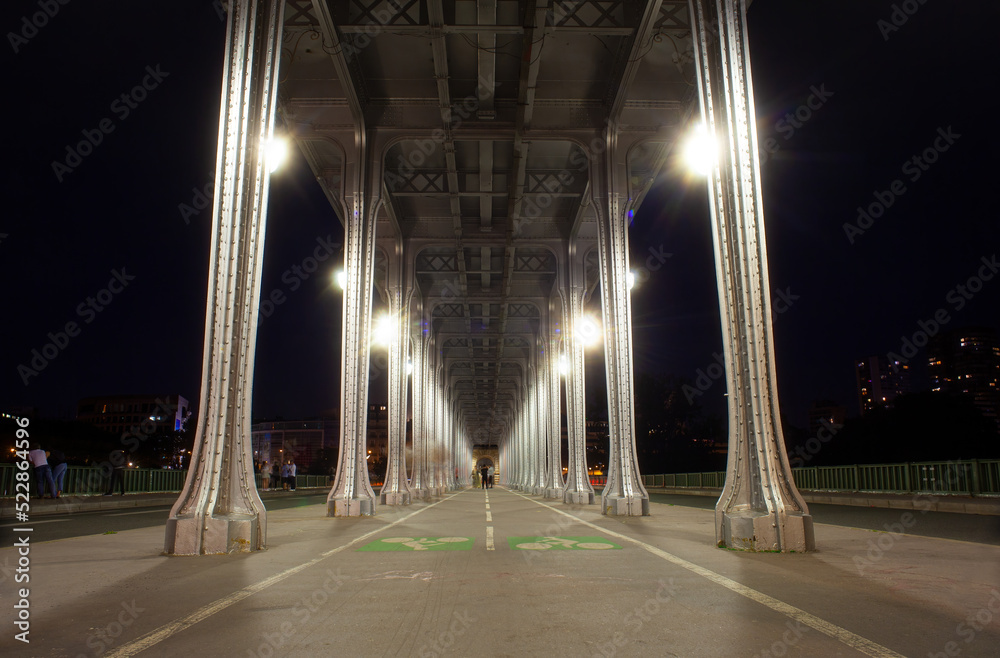 Fototapeta premium View of bridge Bir-Hakeim called Pont de Passy at night, Paris