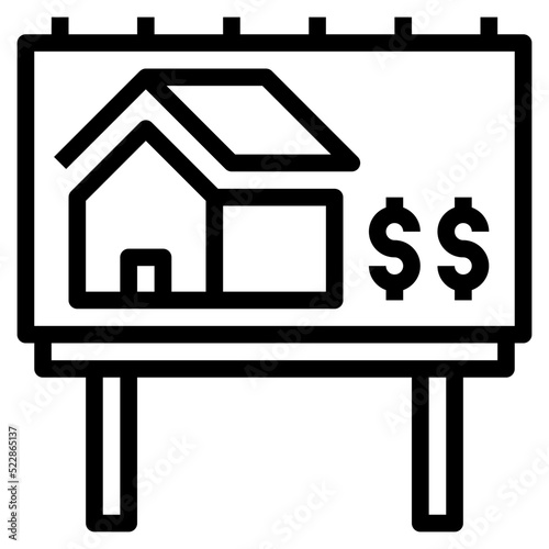 Billboard advertisement promotion sell real estate - outline icon