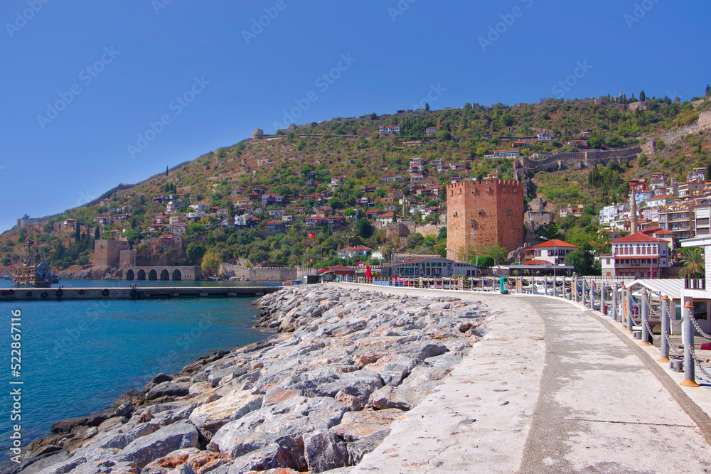 Turkey. Alanya.09.13.21. View of the Red Tower of the old fortress.