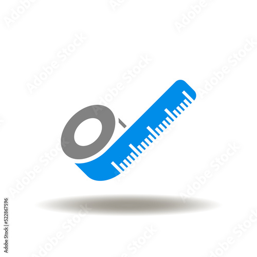 Vector illustration of tape measuring. Icon of weight loss. Symbol of measure. Sign of centimeter tape.