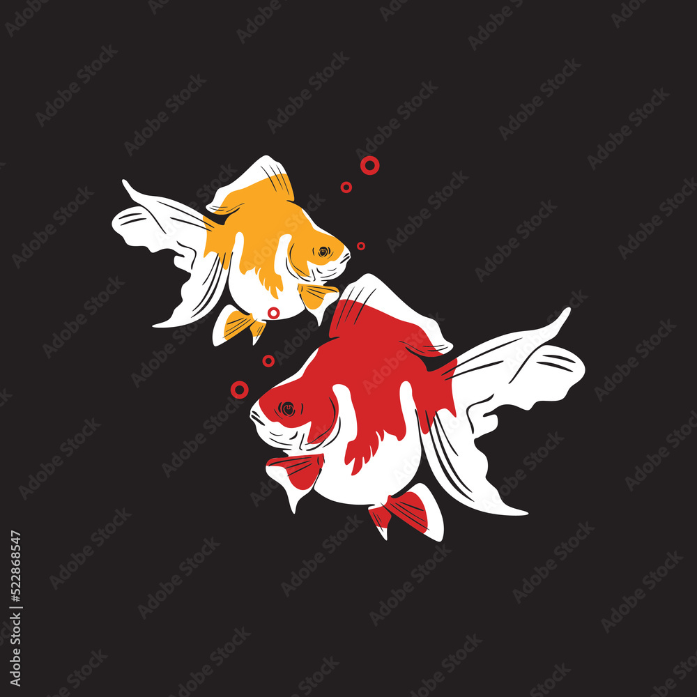 gold fish logo, silhouette of great golden fish aquarium petsn vector illustrations