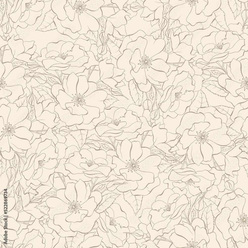 Beige Floral Rose Seamless Pattern Background Beige Floral Rose Seamless Pattern Background
