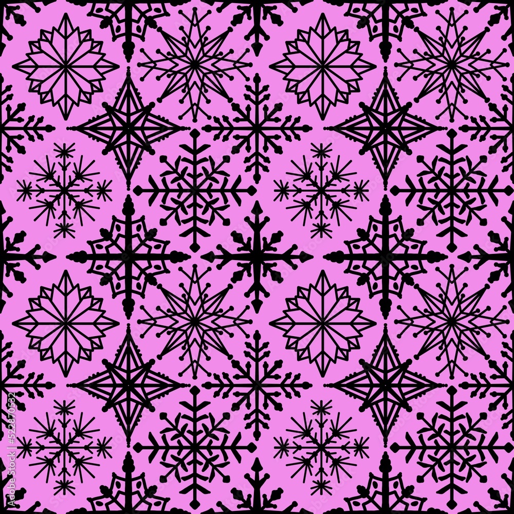 Winter seamless snowflakes and stripes pattern for wrapping paper and clothes print and kids and Christmas gifts
