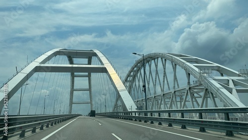 Landscape of the Crimean bridge against the sky.