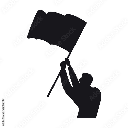 person waving flag silhouette