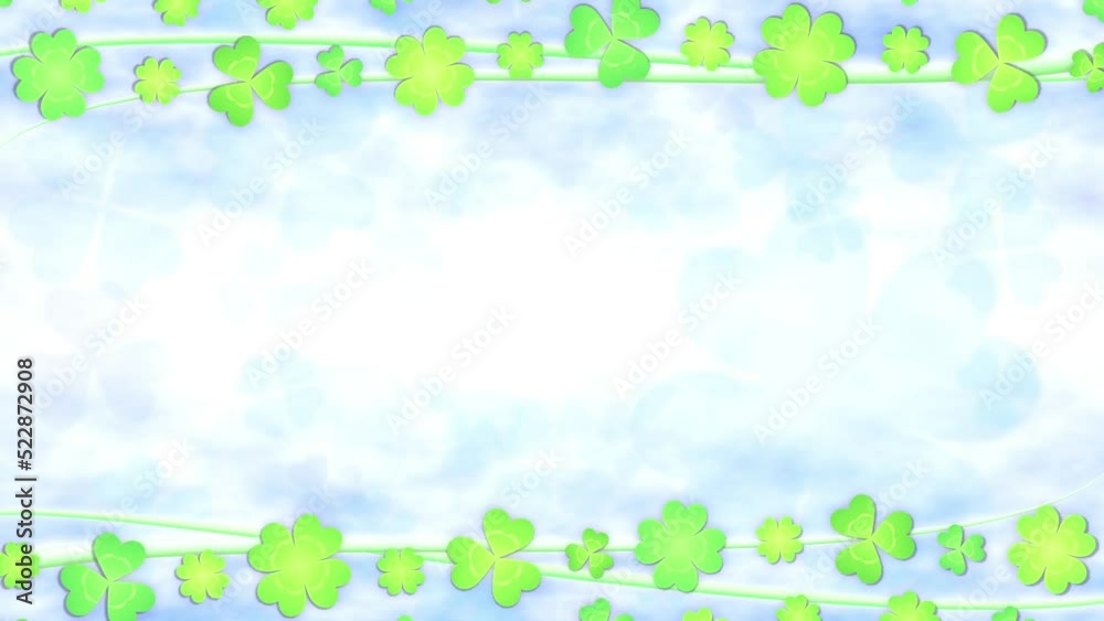 Clover flow frame line loop above under right bright background Clover flow frame line loop above under right bright background