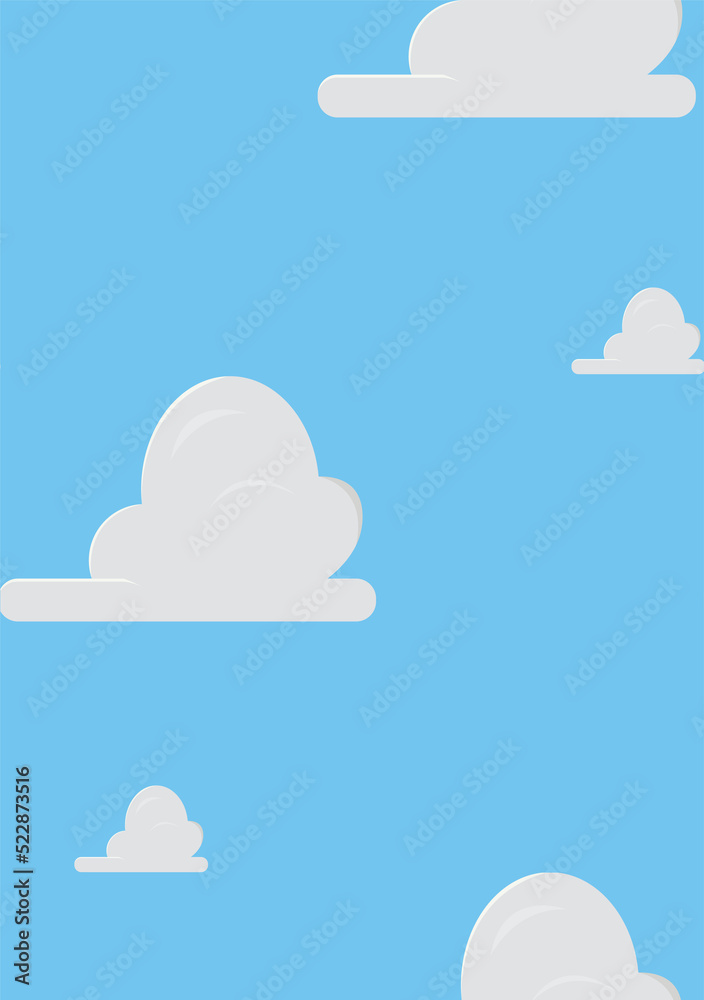custom made wallpaper toronto digitalCute clouds wallpaper design for kids room, seamless pattern, textile fabric, blue background, mural art.