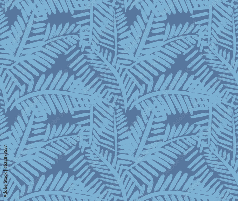 custom made wallpaper toronto digitalSeamless pattern with palm leaves, wallpaper design, blue background, fabric, textile, mural art.