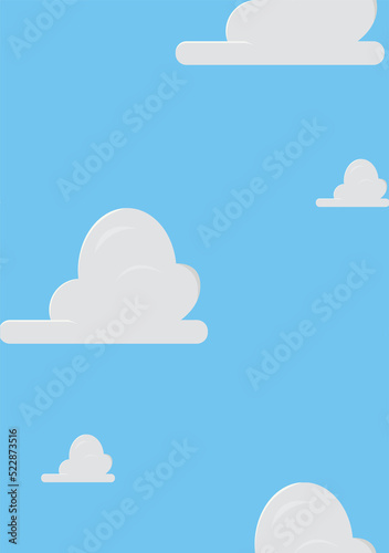Wallpaper Mural Cute clouds wallpaper design for kids room, seamless pattern, textile fabric, blue background, mural art. Torontodigital.ca
