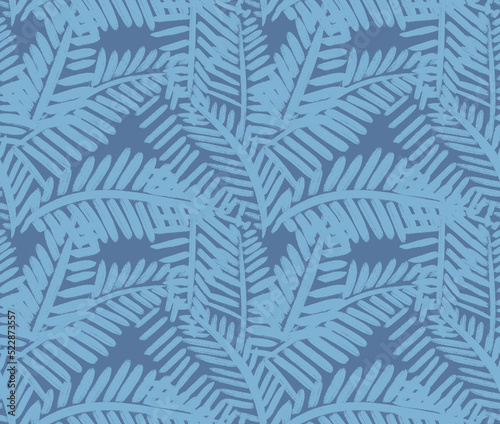 Wallpaper Mural Seamless pattern with palm leaves, wallpaper design, blue background, fabric, textile, mural art. Torontodigital.ca