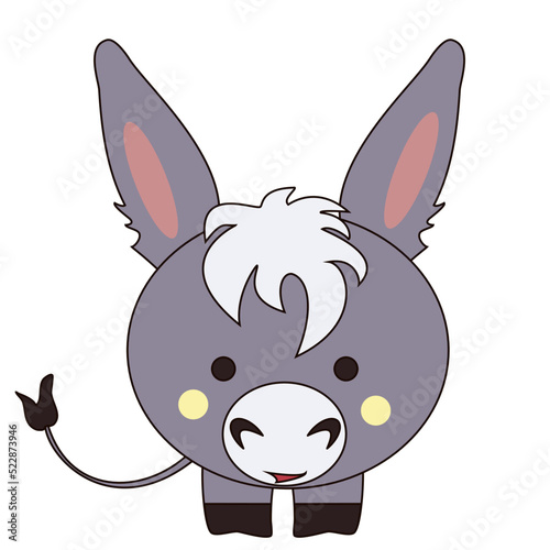 Cute Donkey Burro Cartoon Kawaii  Flat Vector Isolated Illustration 