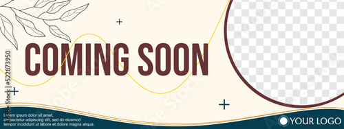 coming soon banner for social media cover. brown and minimalist design.