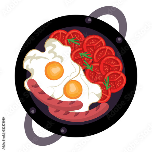 eggs and sausages frieds