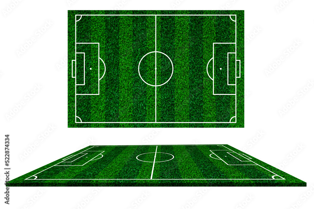 Collection of soccer field elements view,Green grass football field of