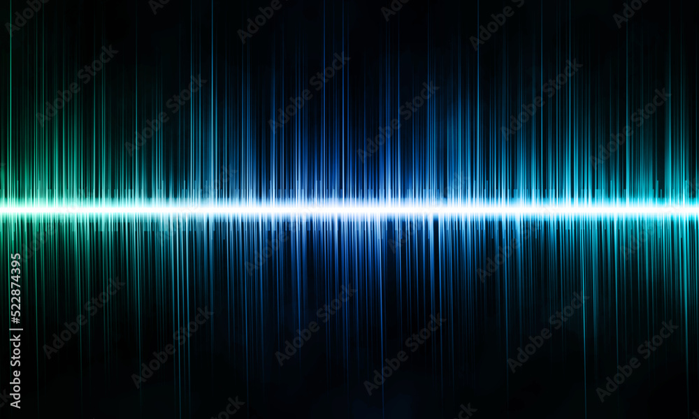 blue and green multicolored soundwave on black background 