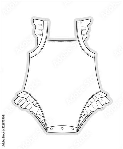 Baby girl onesie garment sketch fashion template