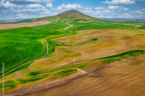 Steptoe Butte on the Rural Palouse Countryside during a Blue Sky Spring Day