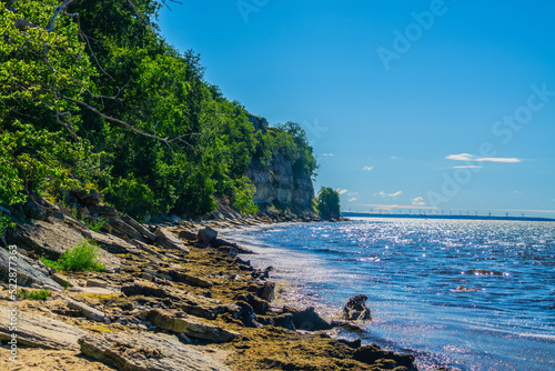 Canvas Print Beautiful coast of Baltic sea with waves in the sea and sands with rocks and cli