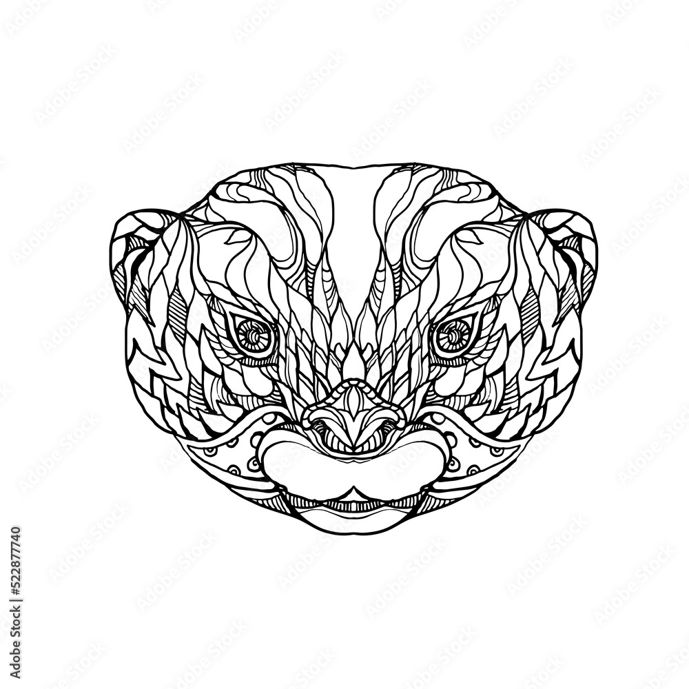 Fototapeta premium Oriental Small-clawed Otter Doodle Art