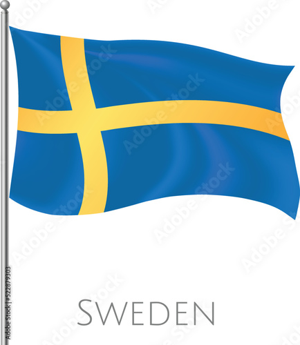 Sweden fly flag with abstract vector art work and background design