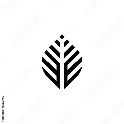 Initial letter EE abstract leaf logo design symbol