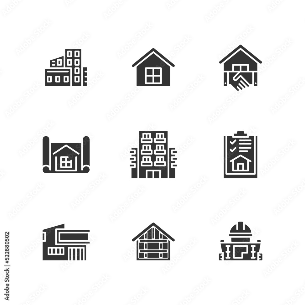 Fototapeta premium Model House Icons Vector Illustration , Building , Home , Residential House
