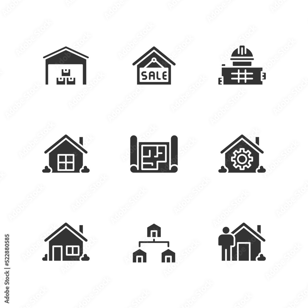 Model House Icons Vector Illustration , Building , Home , Residential House