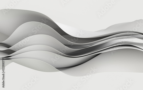 White paper or cotton fabric 3d rendering background with waves and curves. Dynamic wallpaper