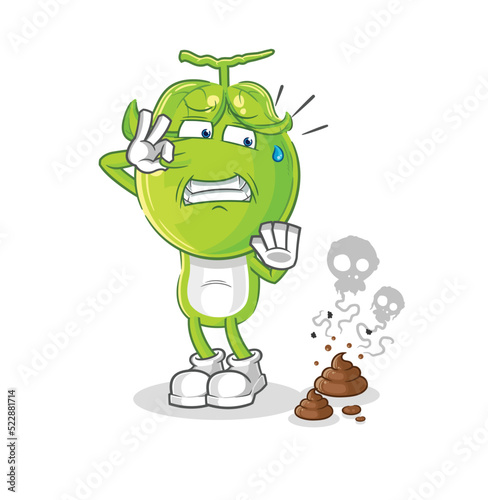 pea head with stinky waste illustration. character vector