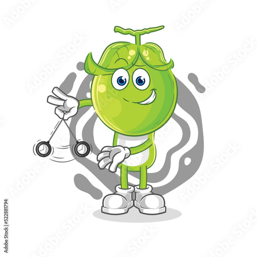pea head hypnotizing cartoon. cartoon mascot vector
