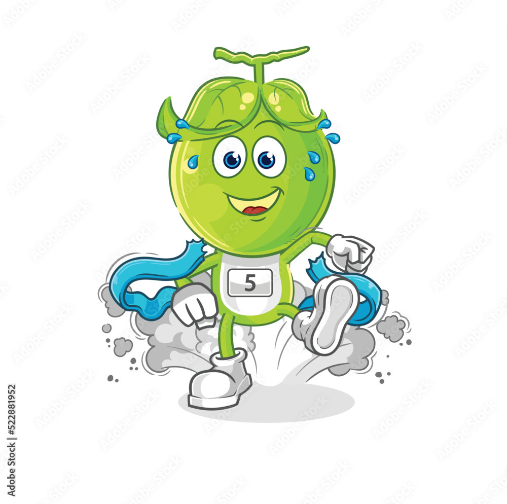 pea head runner character. cartoon mascot vector pea head runner character. cartoon mascot vector