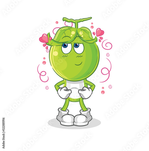pea head shy vector. cartoon character