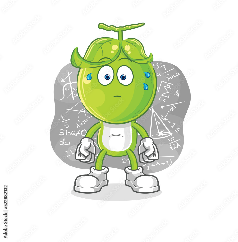 pea head thinking hard vector. cartoon character pea head thinking hard vector. cartoon character