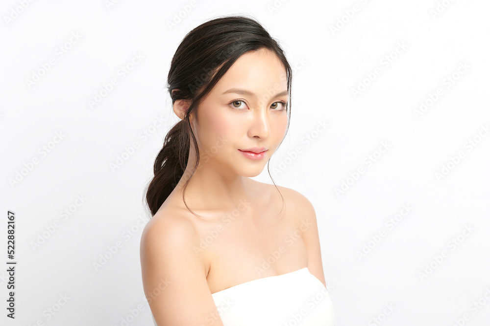 Beautiful young asian woman with clean fresh skin on white background, Face care, Facial treatment, Cosmetology, beauty and spa, Asian women portrait. Beautiful young asian woman with clean fresh skin on white background, Face care, Facial treatment, Cosmetology, beauty and spa, Asian women portrait.