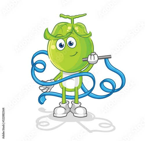 pea head Rhythmic Gymnastics mascot. cartoon vector