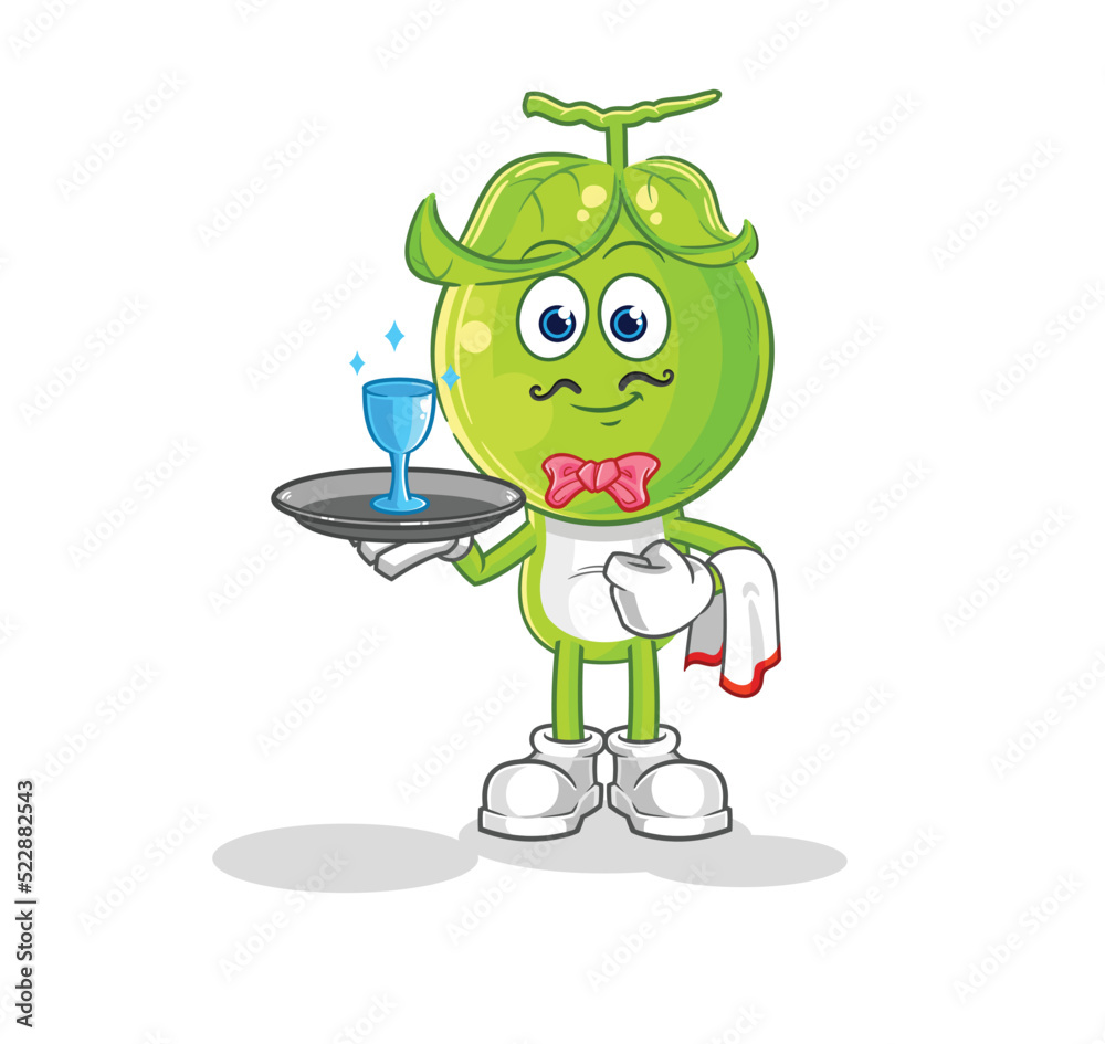 pea head waiter cartoon. cartoon mascot vector pea head waiter cartoon. cartoon mascot vector