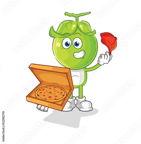 pea head pizza delivery boy vector. cartoon character