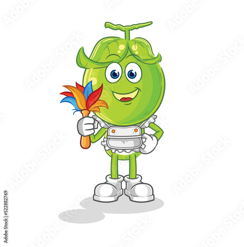 pea head maid mascot. cartoon vector