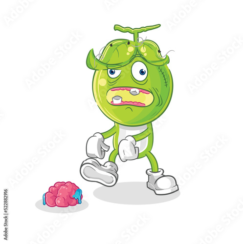 pea head zombie character.mascot vector