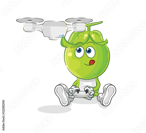 pea head with drone character. cartoon mascot vector