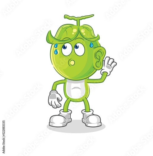 pea head eavesdropping vector. cartoon character