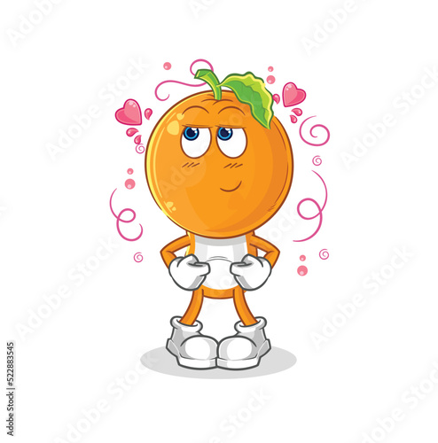 orange head shy vector. cartoon character