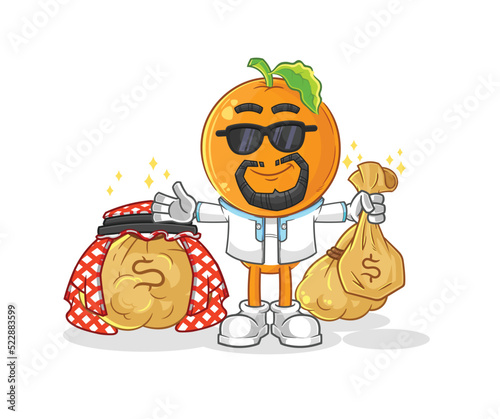 orange head rich arabian mascot. cartoon vector