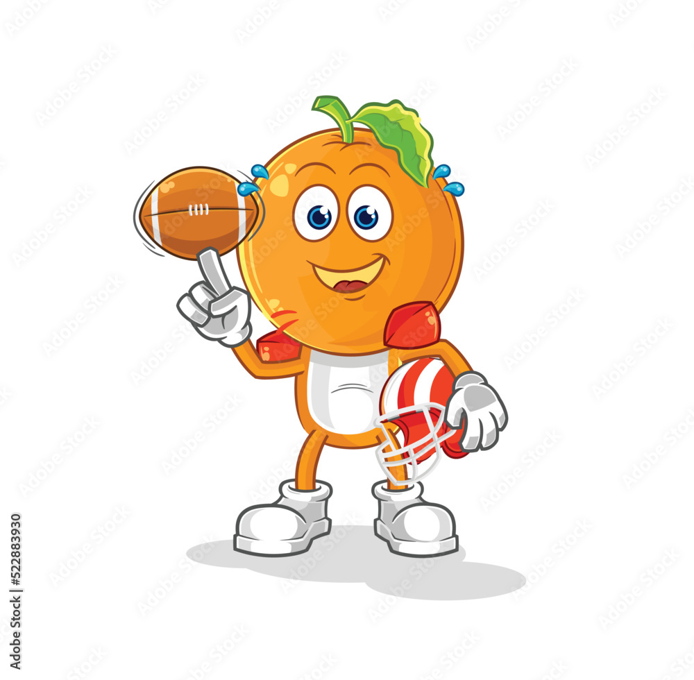 Obraz premium orange head playing rugby character. cartoon mascot vector