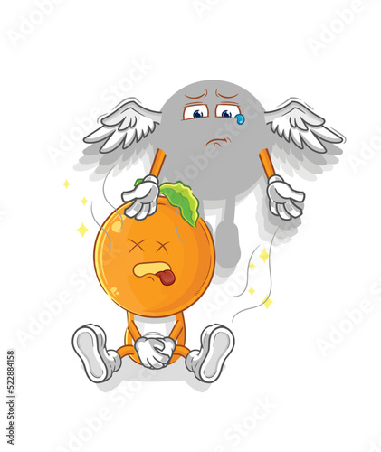 orange head spirit leaves the body mascot. cartoon vector